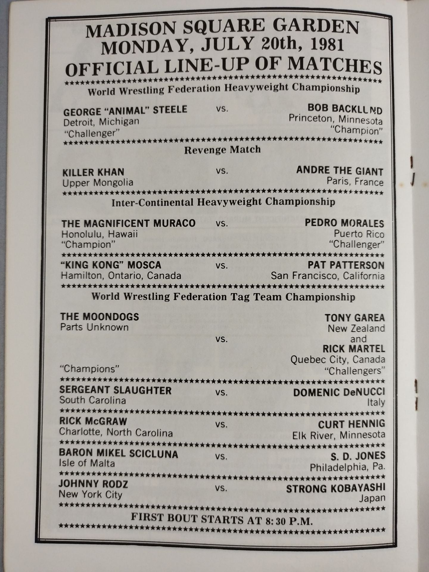 ★WWFヘビー級選手権試合★ ボブ・バックランドvsジョージ・スティール