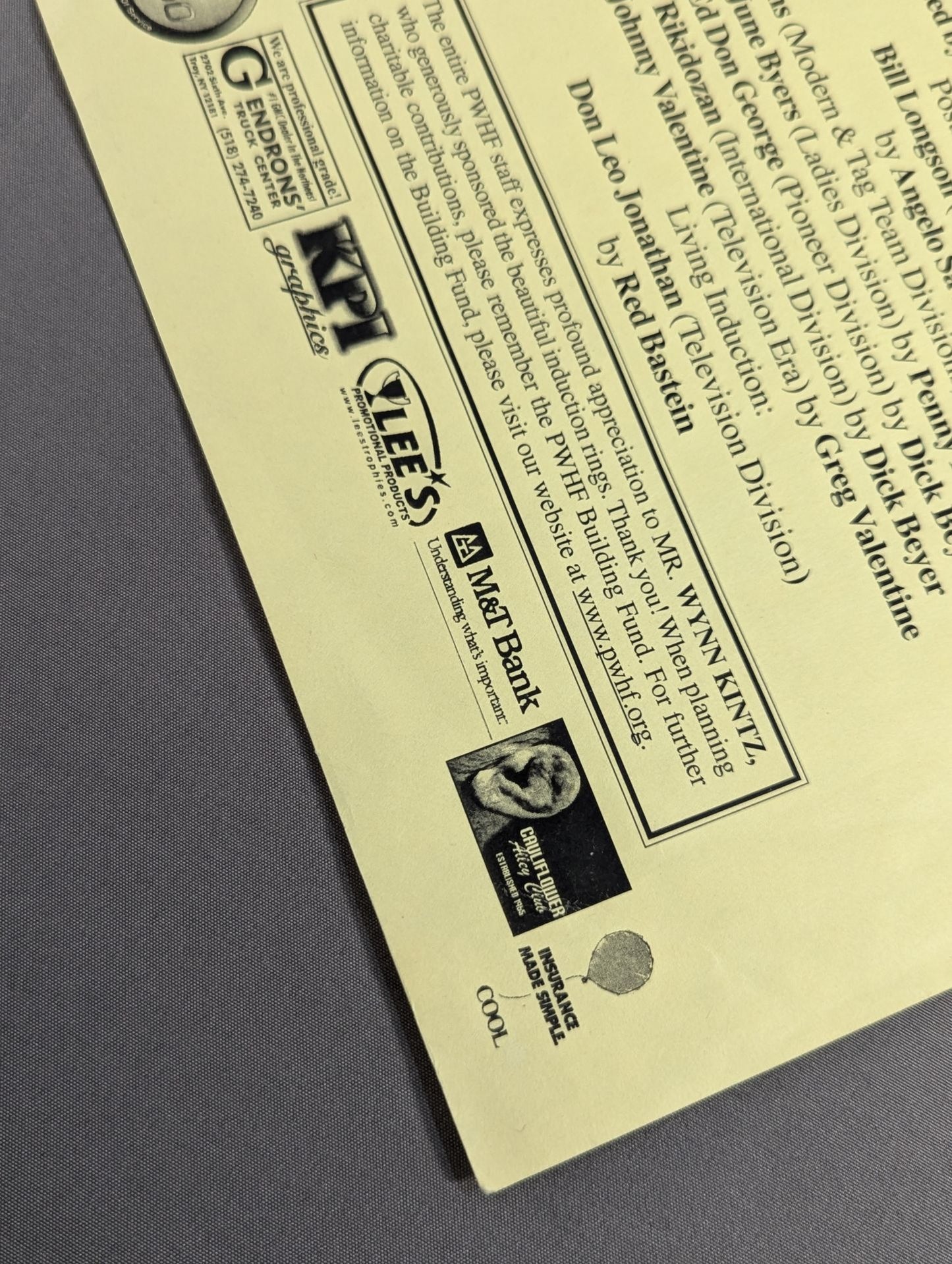 PWHF The Fifth Annual Induction and Awards Banquet