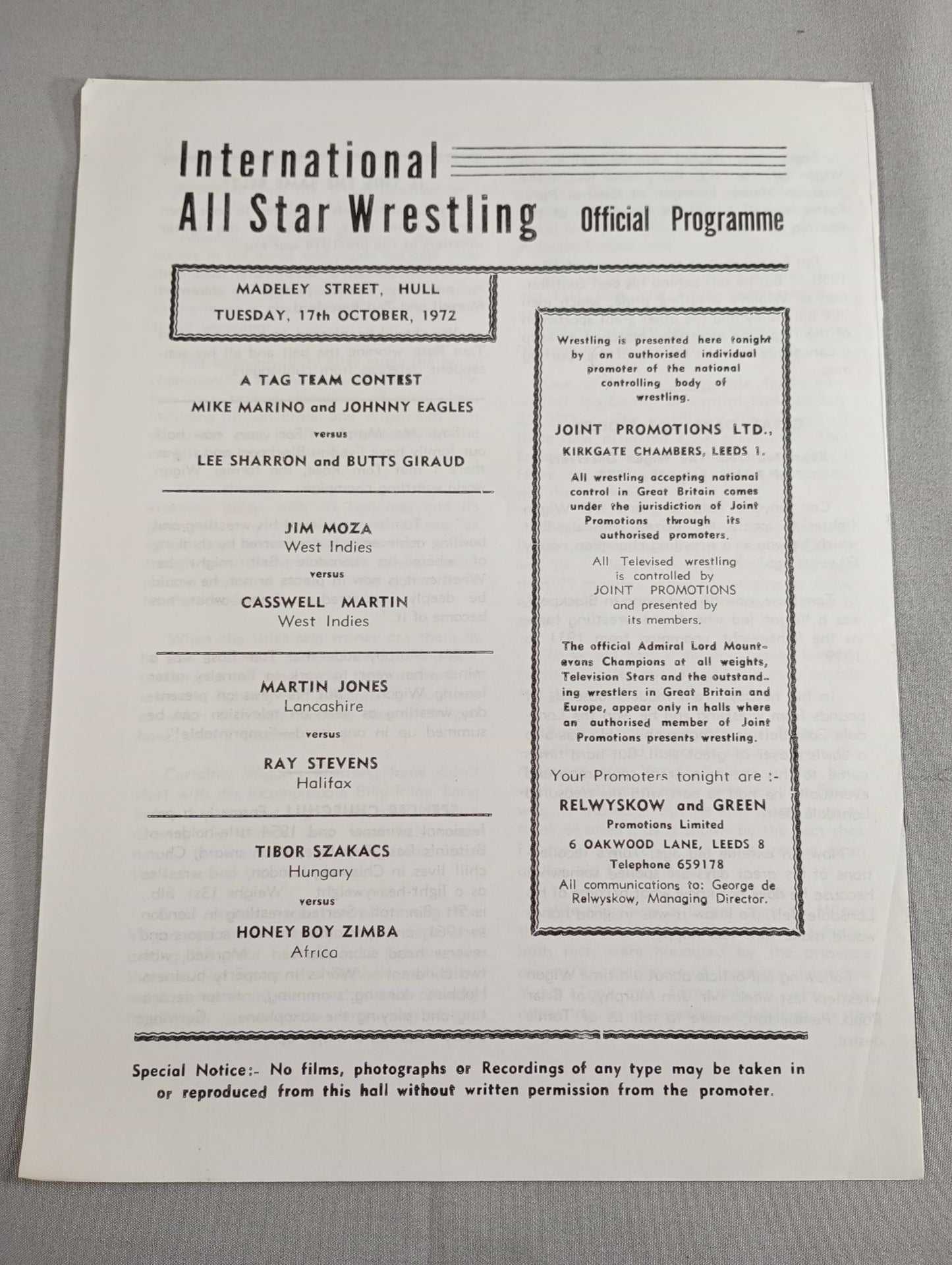 MAT Wrestling REVIEW(1972.10.17)