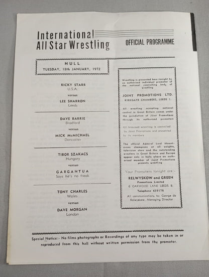 MAT Wrestling REVIEW(1972.1.18)