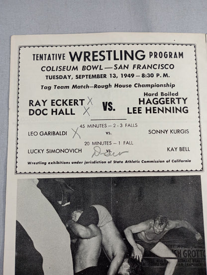 Coliseum WRESTLING NEWS(1949.9.13)