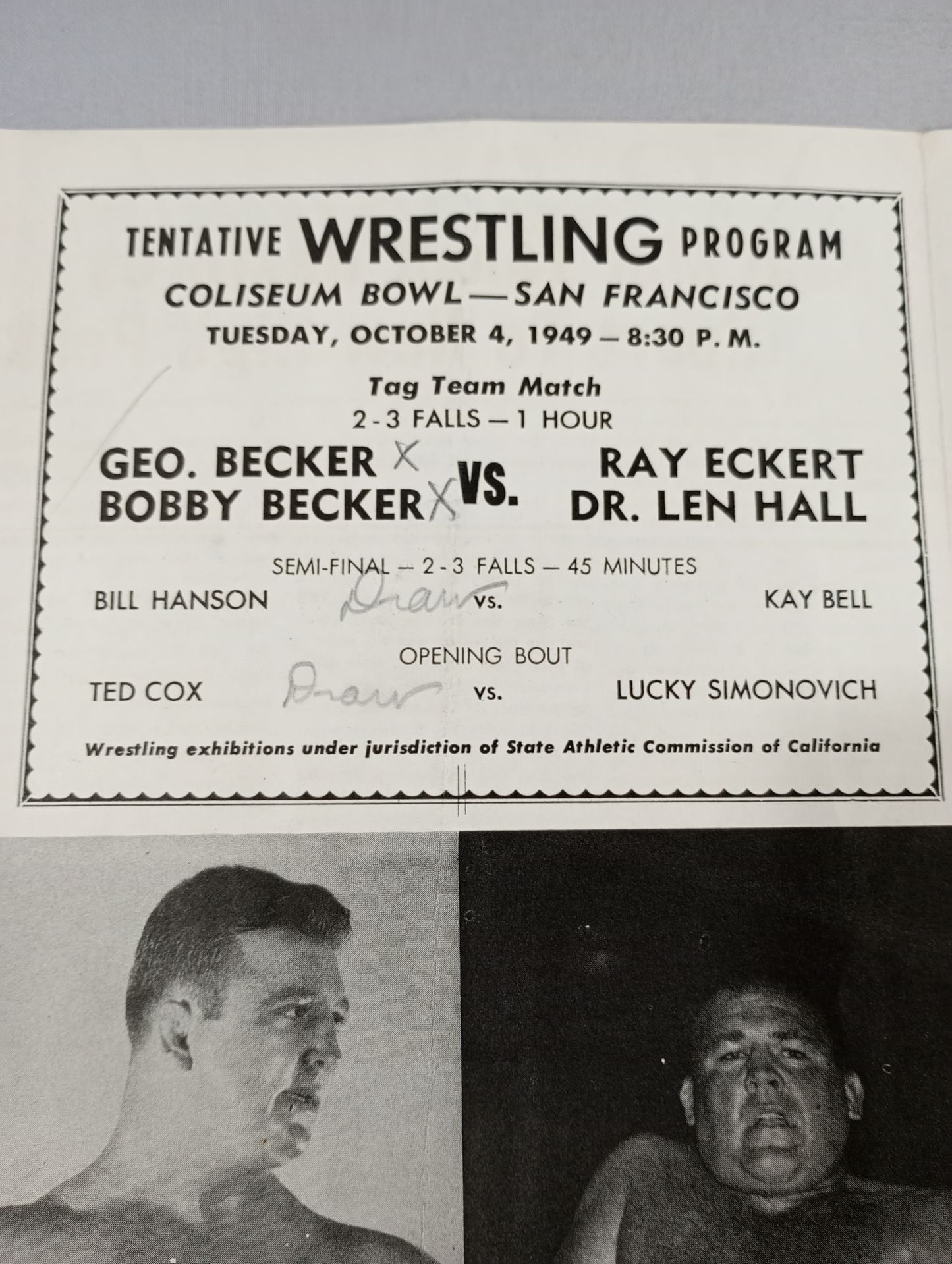 Coliseum WRESTLING NEWS(1949.10.4)