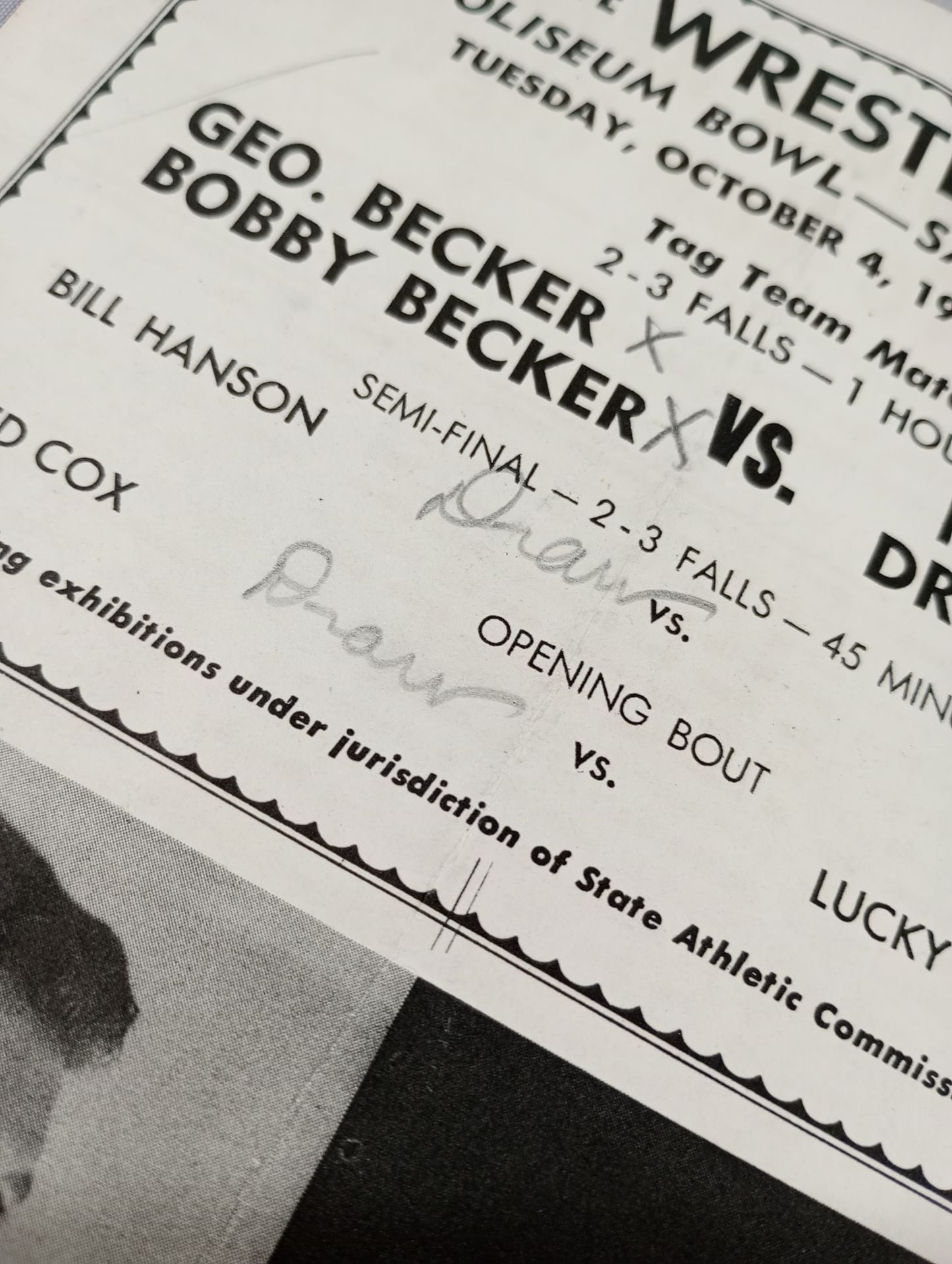 Coliseum WRESTLING NEWS(1949.10.4)