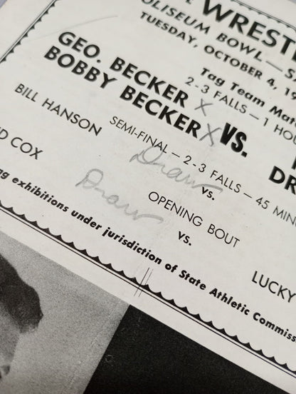 Coliseum WRESTLING NEWS(1949.10.4)