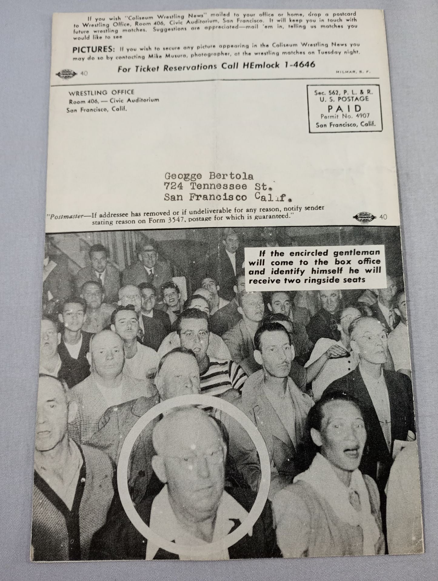 Coliseum WRESTLING NEWS(1949.8.9)