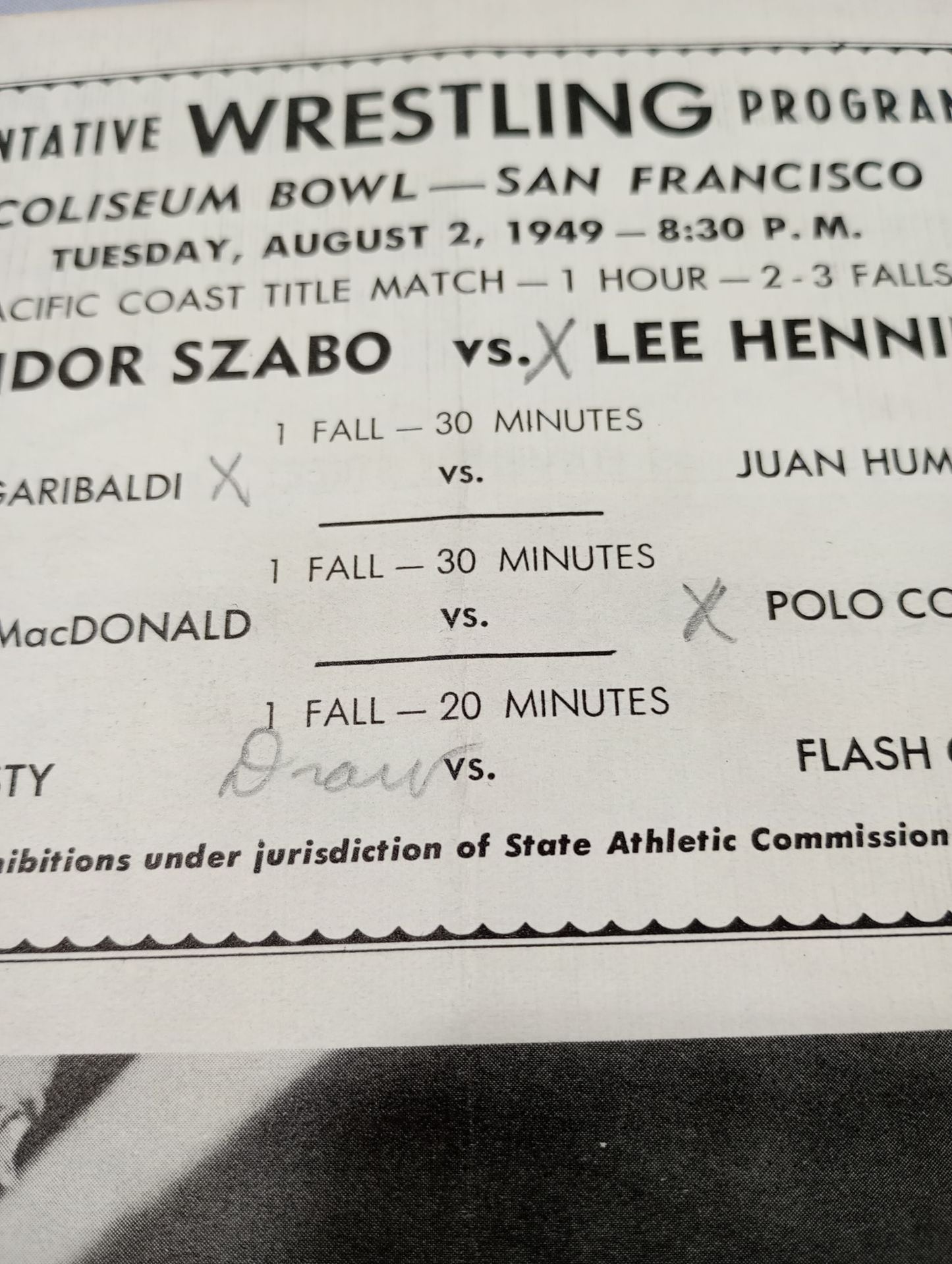 Coliseum WRESTLING NEWS(1949.8.2)