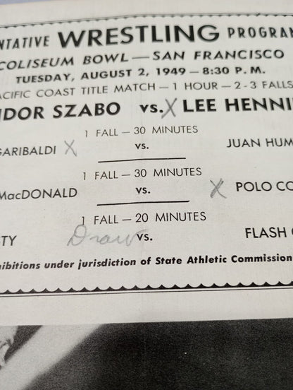 Coliseum WRESTLING NEWS(1949.8.2)