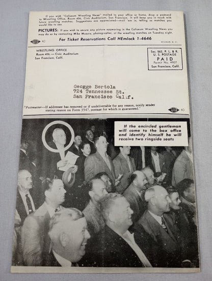Coliseum WRESTLING NEWS(1949.8.2)