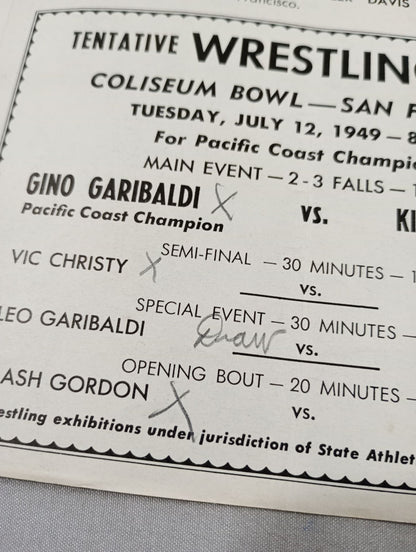 Coliseum WRESTLING NEWS(1949.7.12)