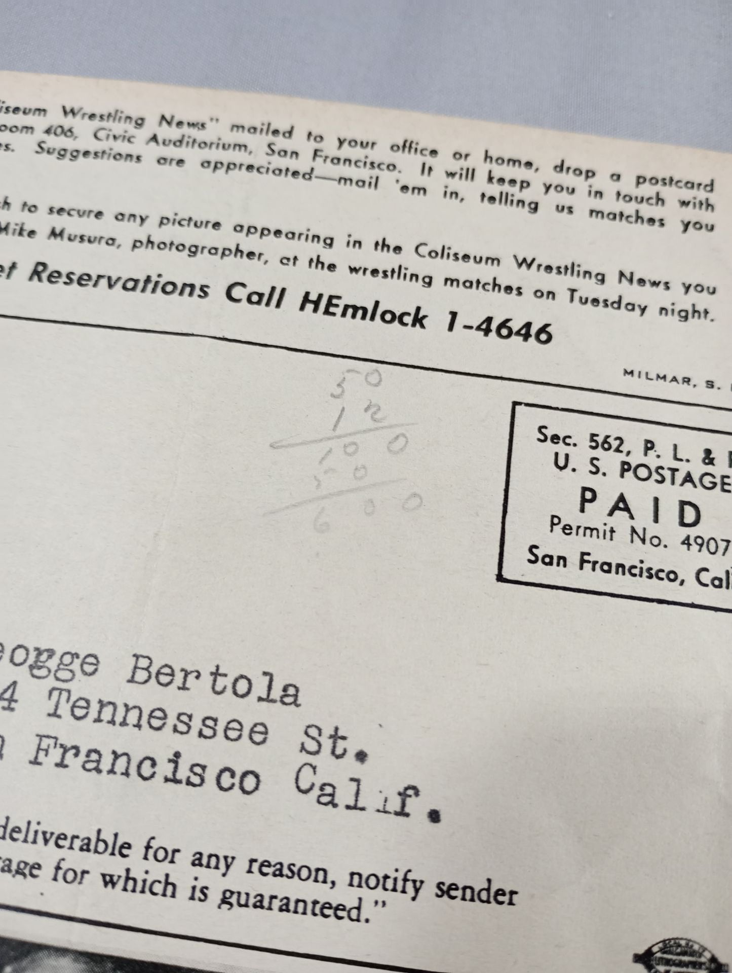 Coliseum WRESTLING NEWS(1949.6.28)