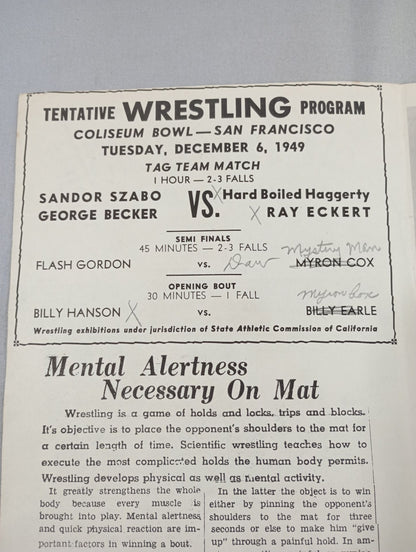 Coliseum WRESTLING NEWS(1949.12.6)