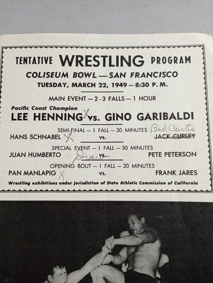 Coliseum WRESTLING NEWS(1949.3.22)