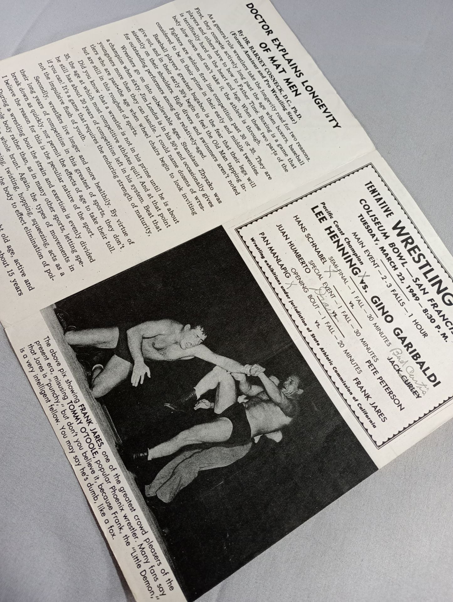 Coliseum WRESTLING NEWS(1949.3.22)