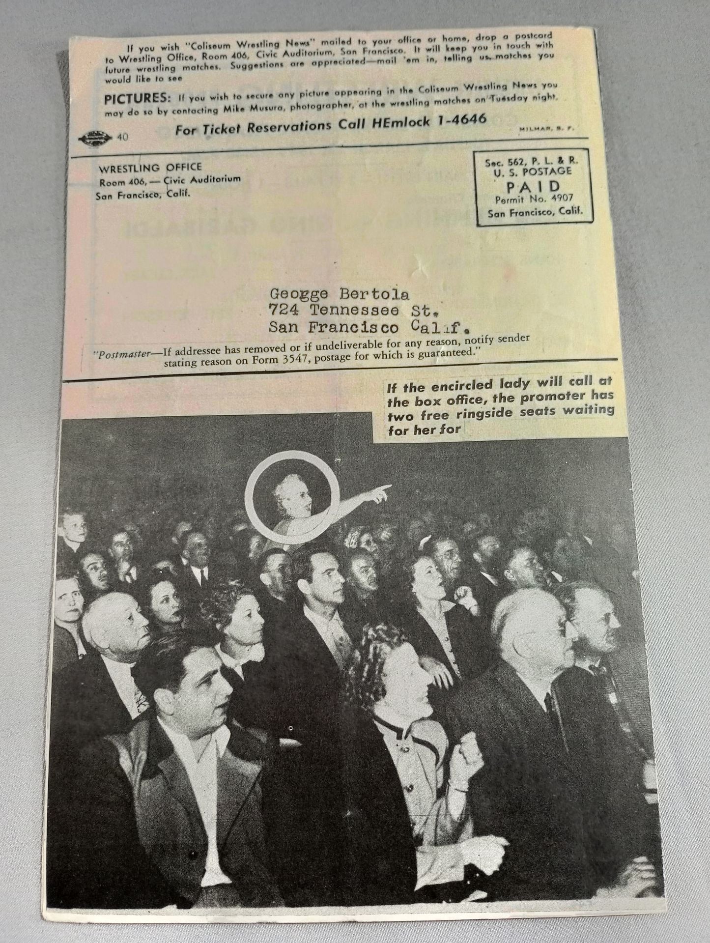 Coliseum WRESTLING NEWS(1949.3.22)