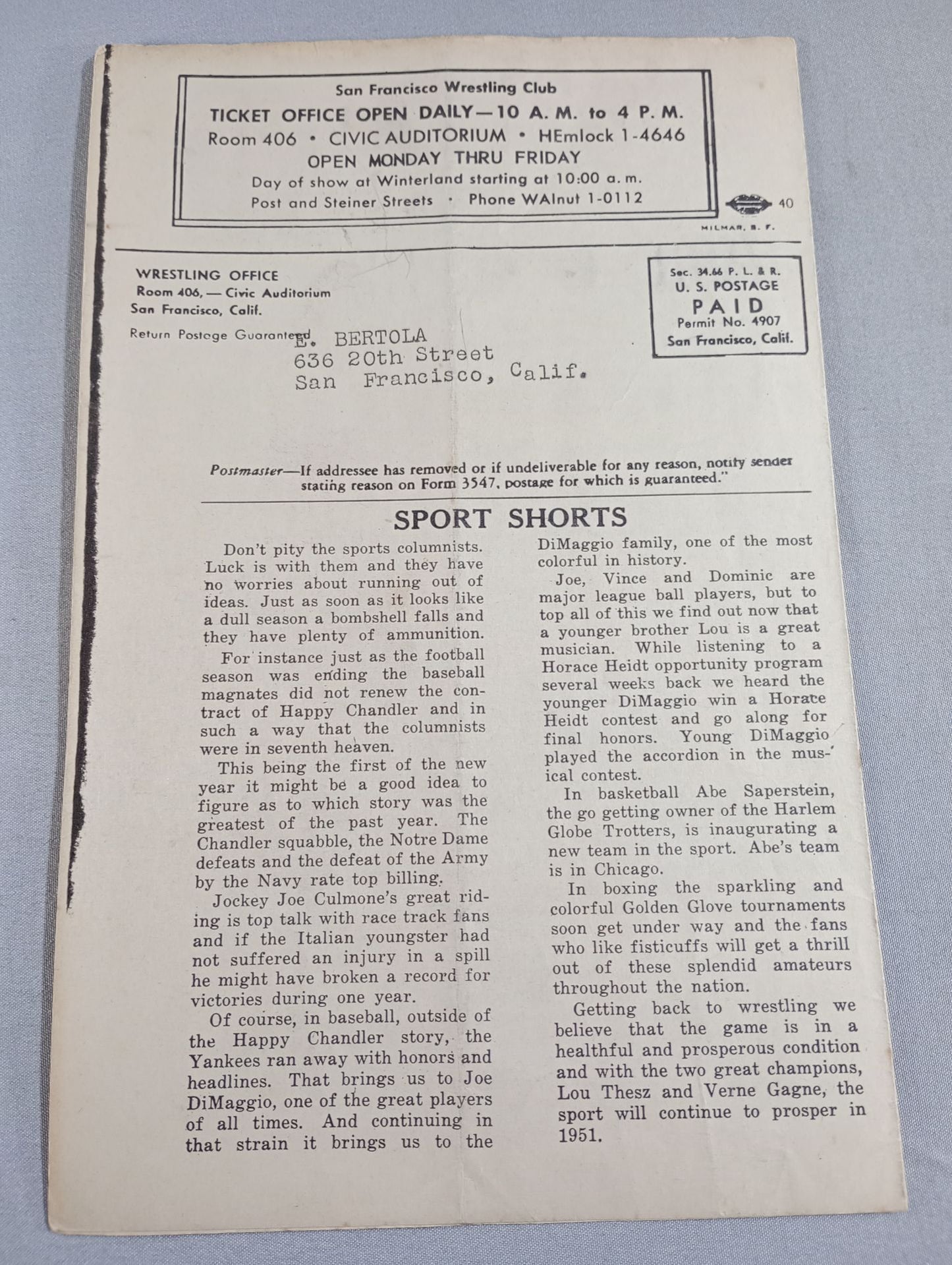 West Coast WRESTLING NEWS(1951.2.20)