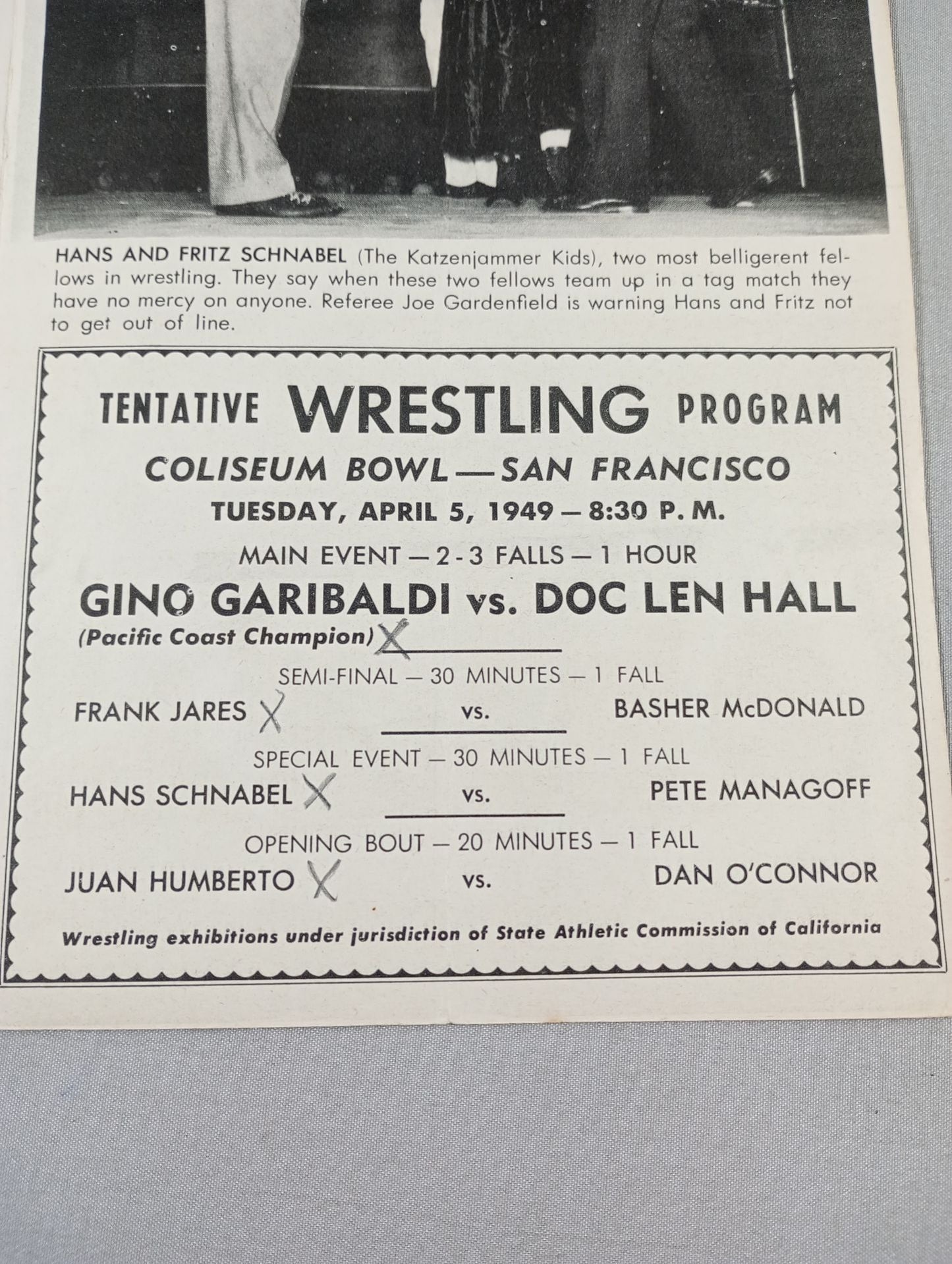 Coliseum WRESTLING NEWS(1949.4.5)