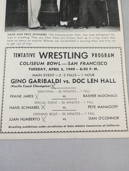 Coliseum WRESTLING NEWS(1949.4.5)