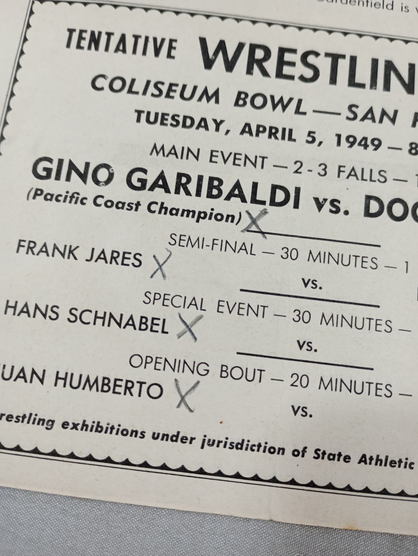 Coliseum WRESTLING NEWS(1949.4.5)