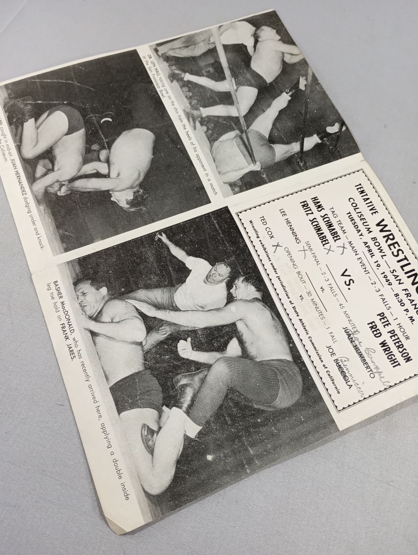 Coliseum WRESTLING NEWS(1949.4.19)