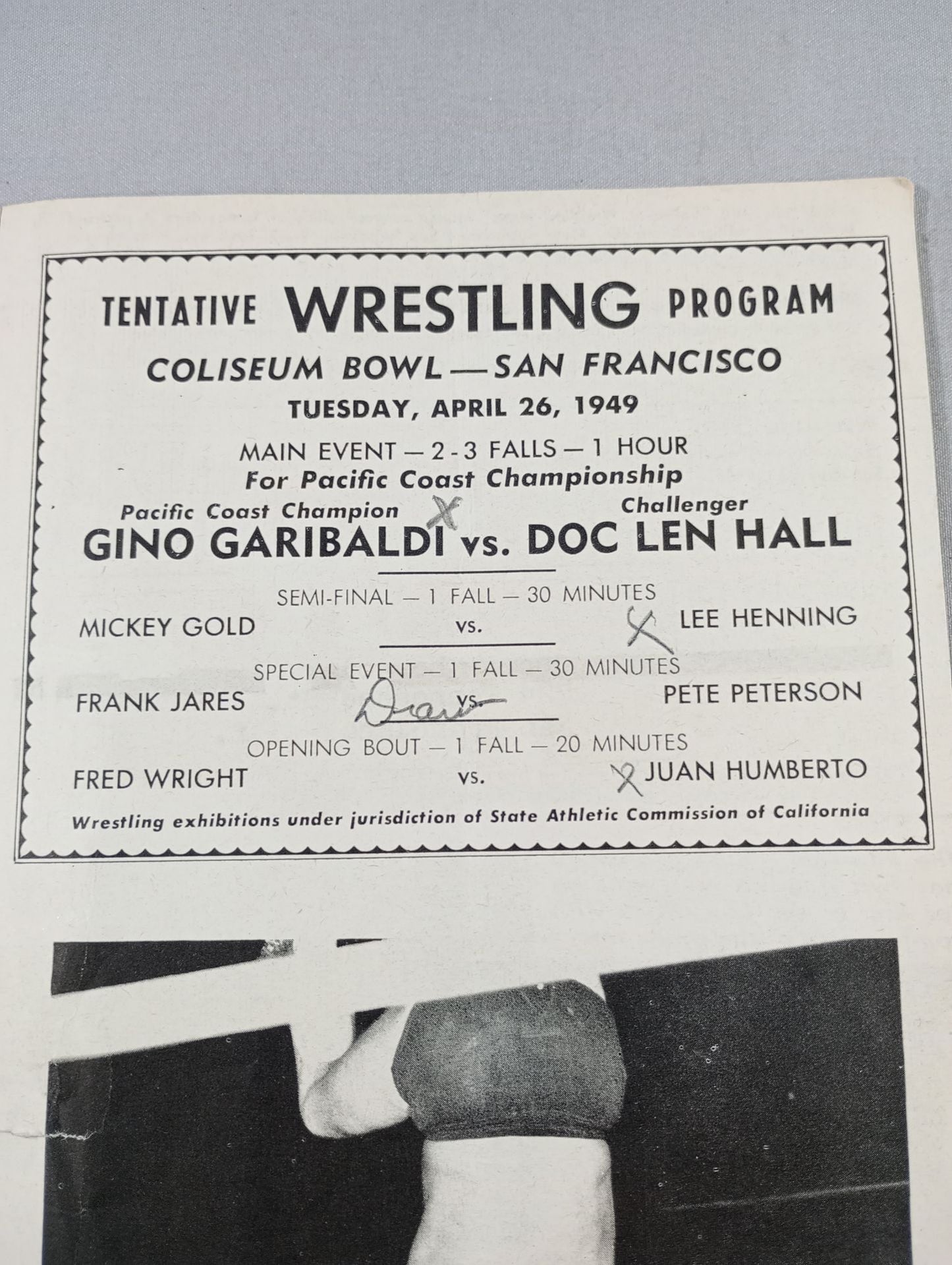 Coliseum WRESTLING NEWS(1949.4.26)