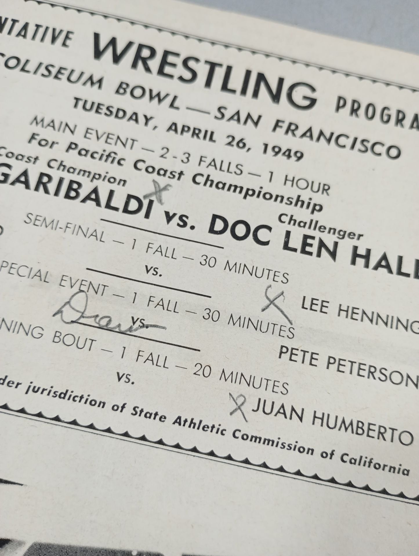 Coliseum WRESTLING NEWS(1949.4.26)