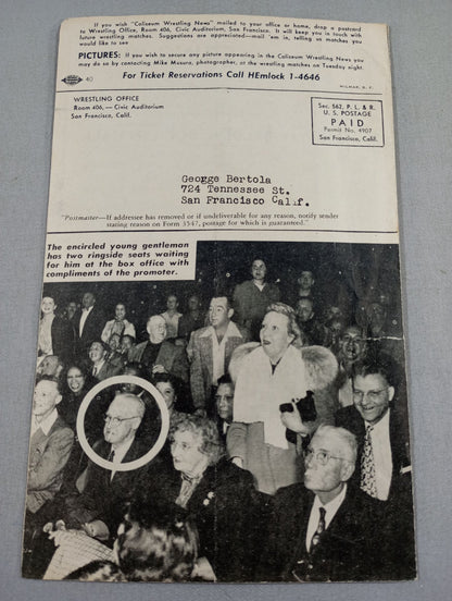 Coliseum WRESTLING NEWS(1949.4.26)