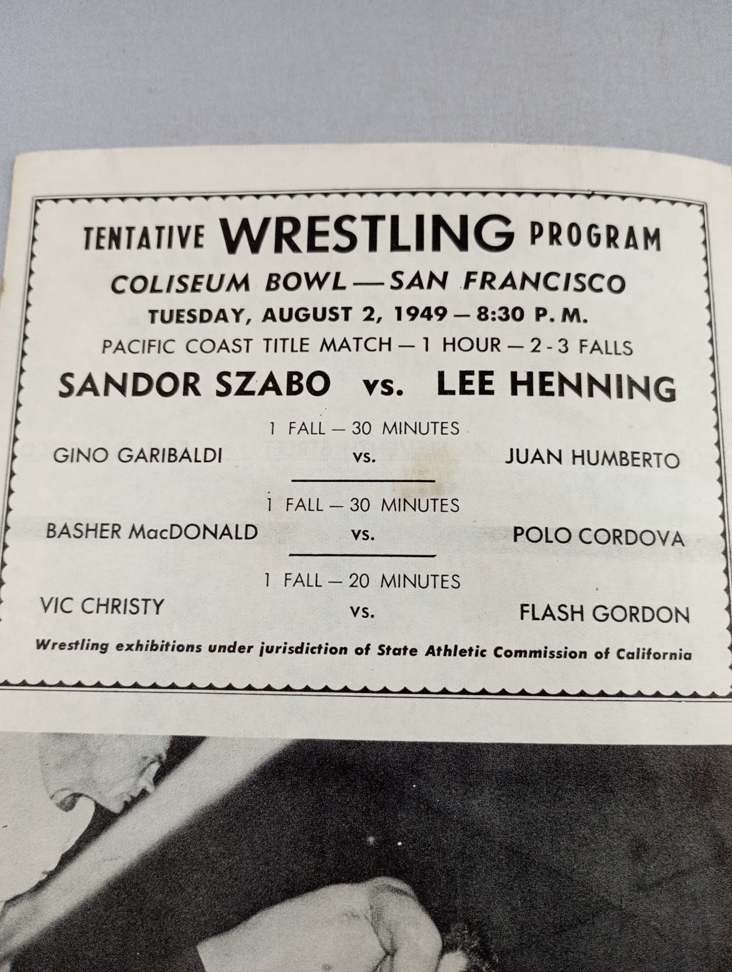 Coliseum WRESTLING NEWS(1949.8.2)