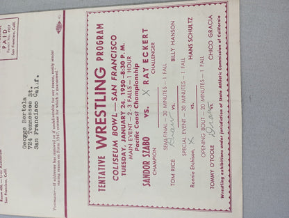 Coliseum WRESTLING NEWS(1950.1.24)