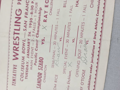 Coliseum WRESTLING NEWS(1950.1.24)