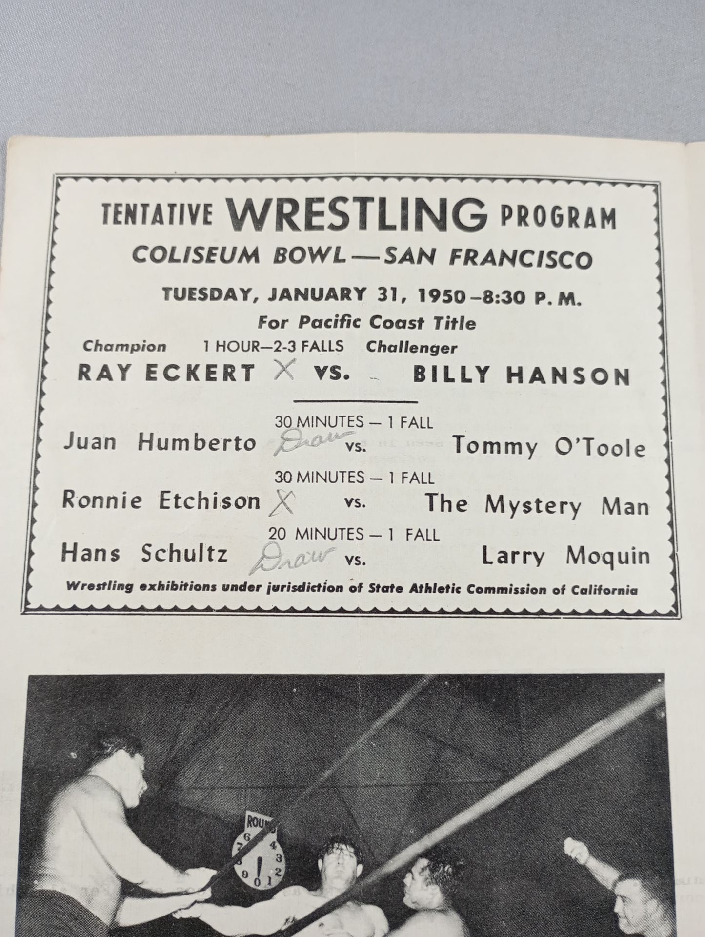 Coliseum WRESTLING NEWS(1950.1.31)