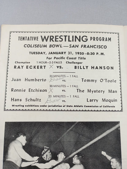 Coliseum WRESTLING NEWS(1950.1.31)