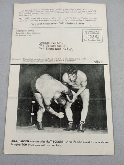 Coliseum WRESTLING NEWS(1950.1.31)