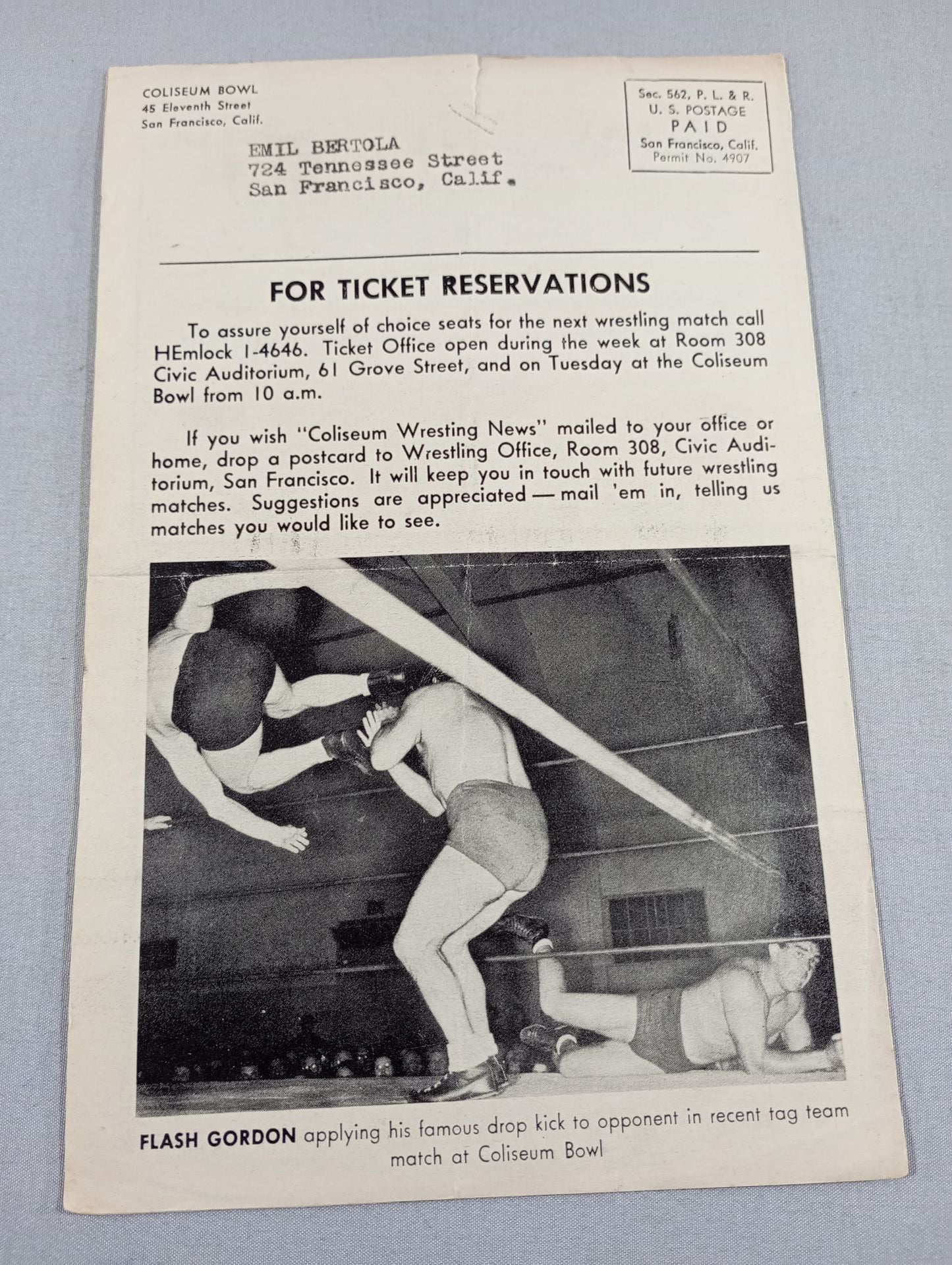 Coliseum WRESTLING NEWS(1948.2.10)