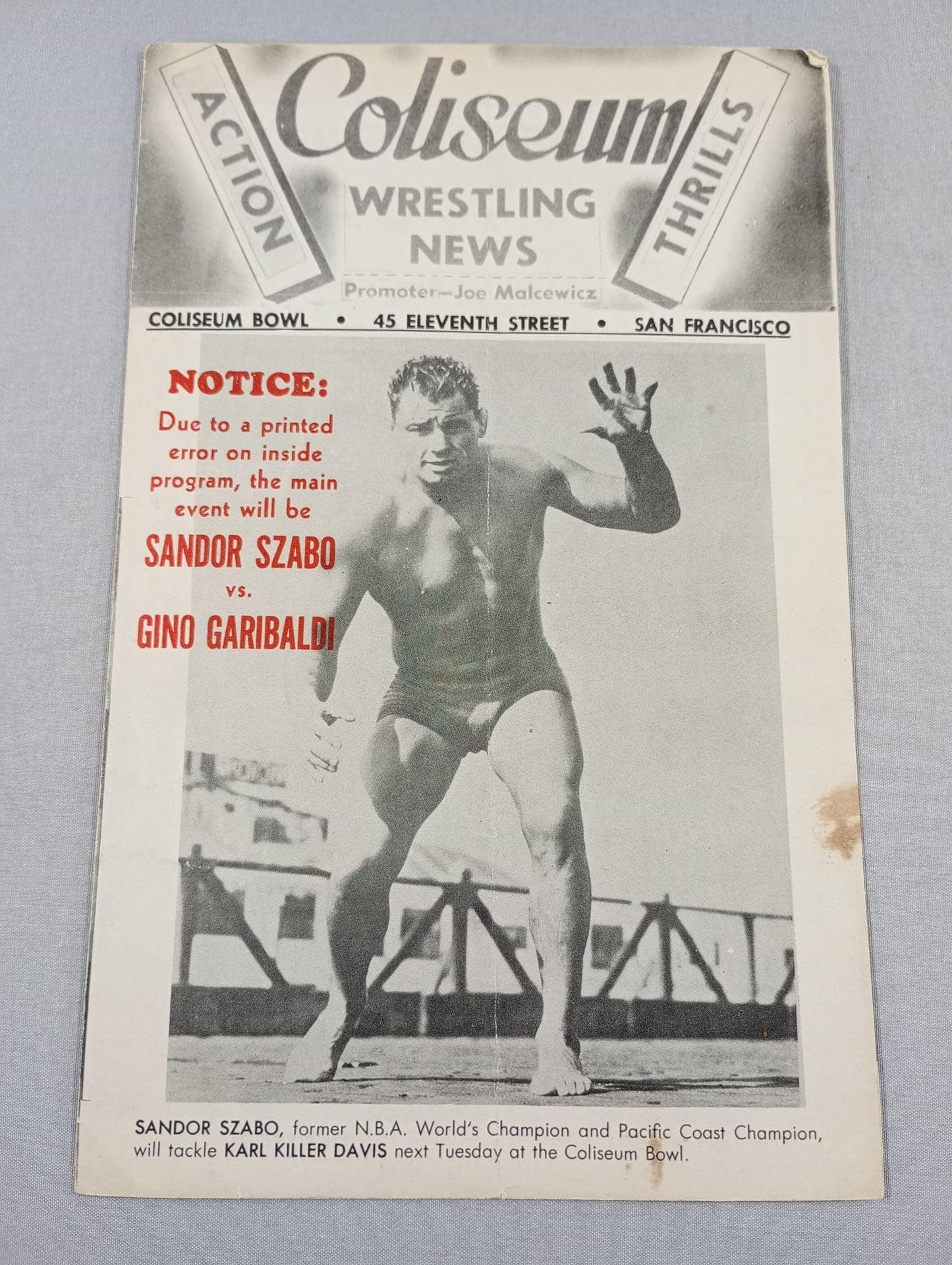 Coliseum WRESTLING NEWS(1949.7.19)