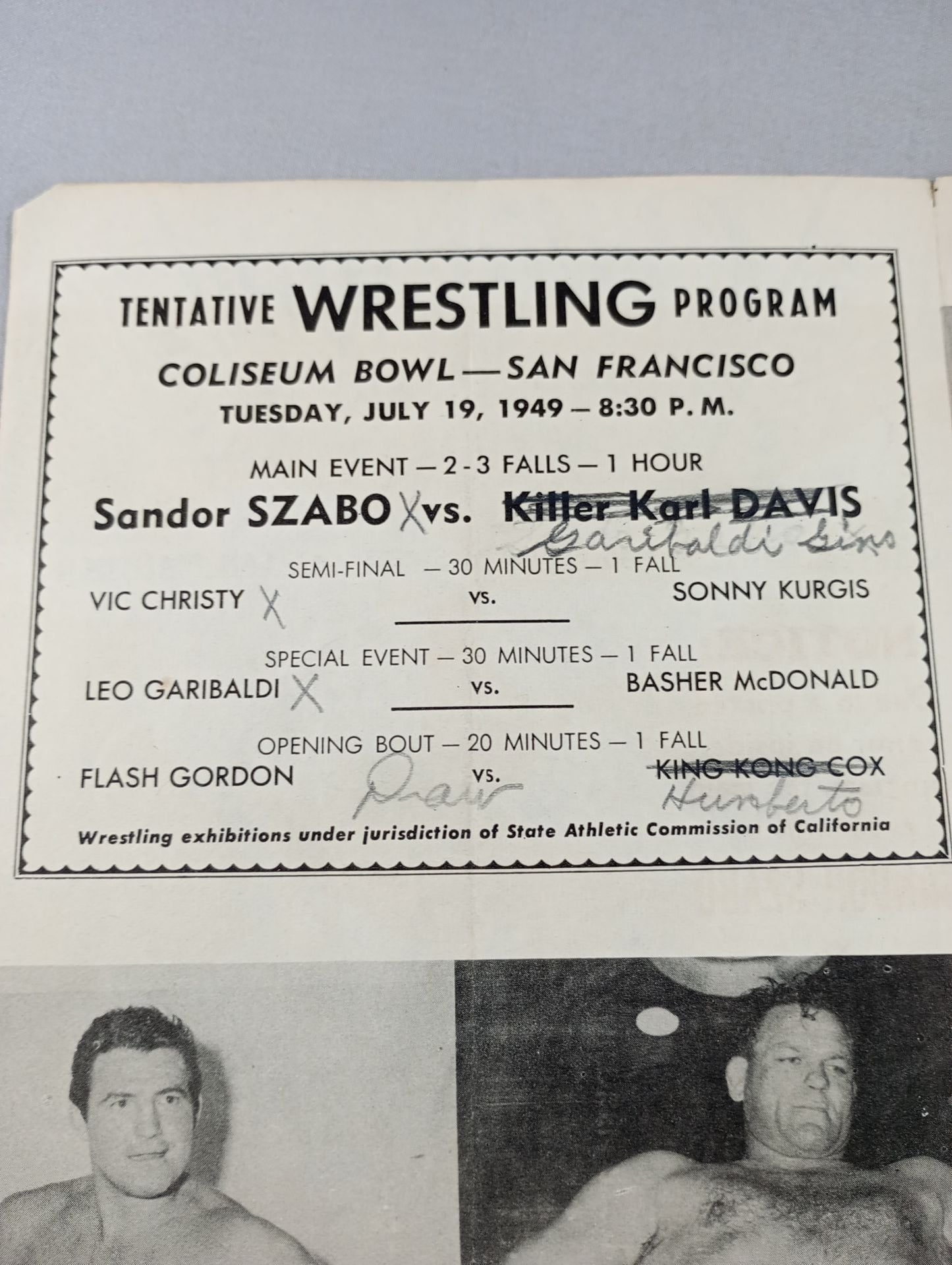 Coliseum WRESTLING NEWS(1949.7.19)