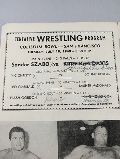 Coliseum WRESTLING NEWS(1949.7.19)