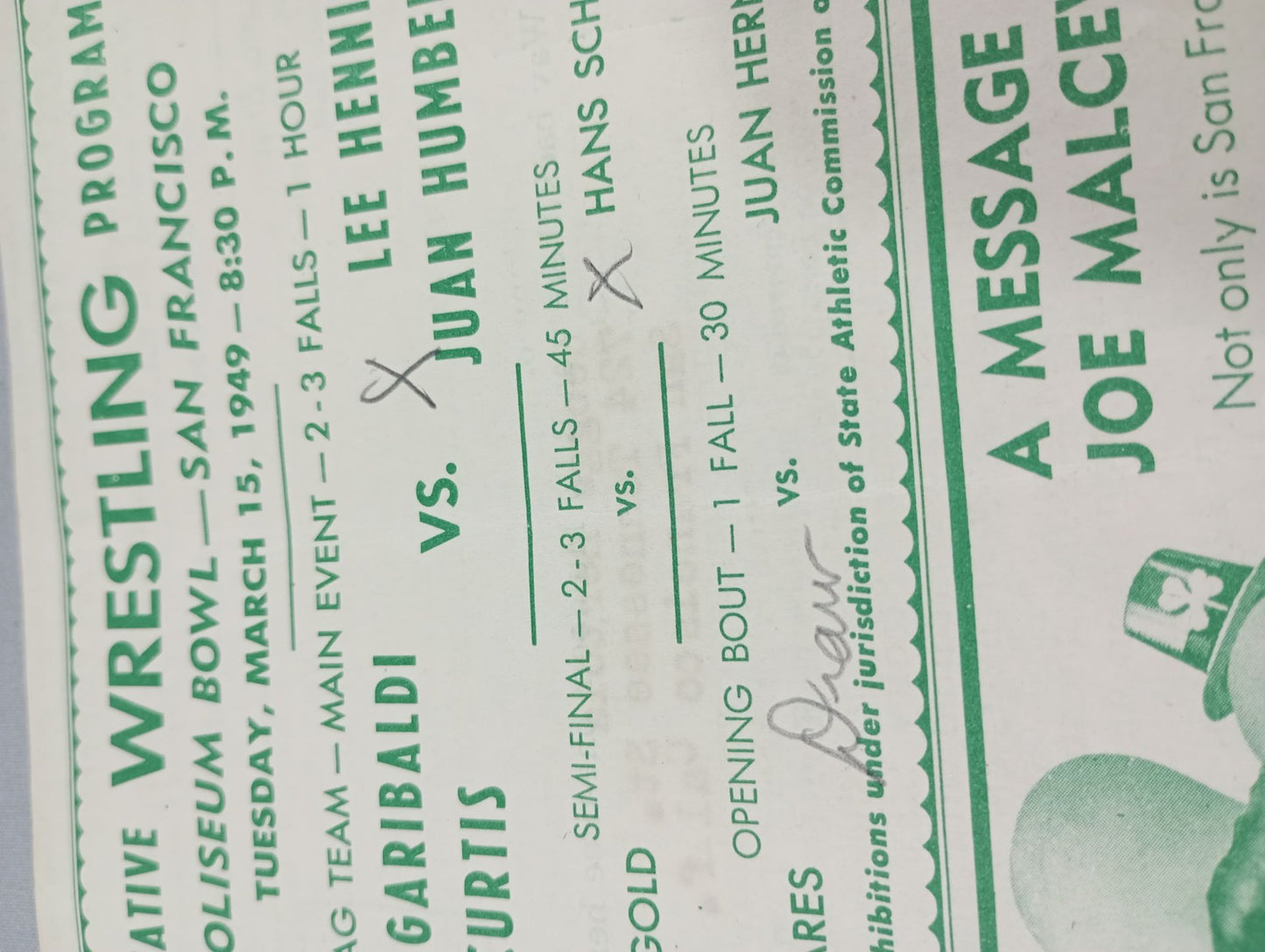 Coliseum WRESTLING NEWS(1949.3.15)