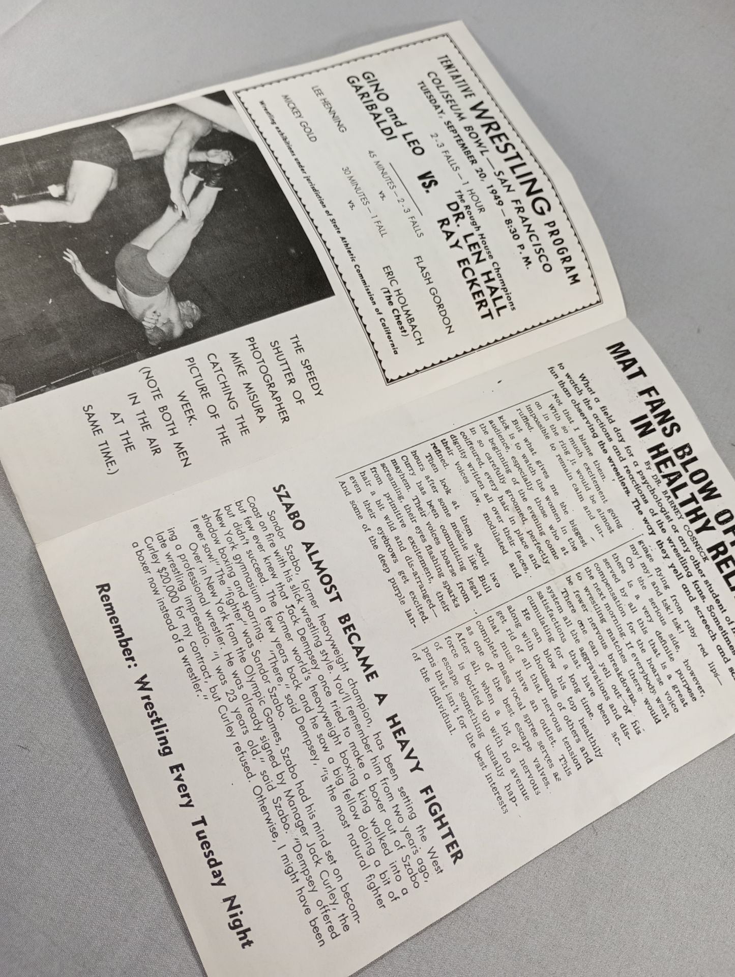 Coliseum WRESTLING NEWS(1949.9.20)