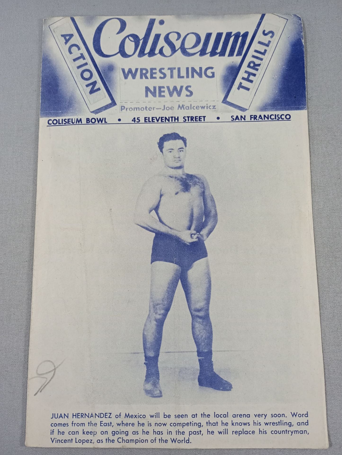 Coliseum WRESTLING NEWS(1949.1.25)