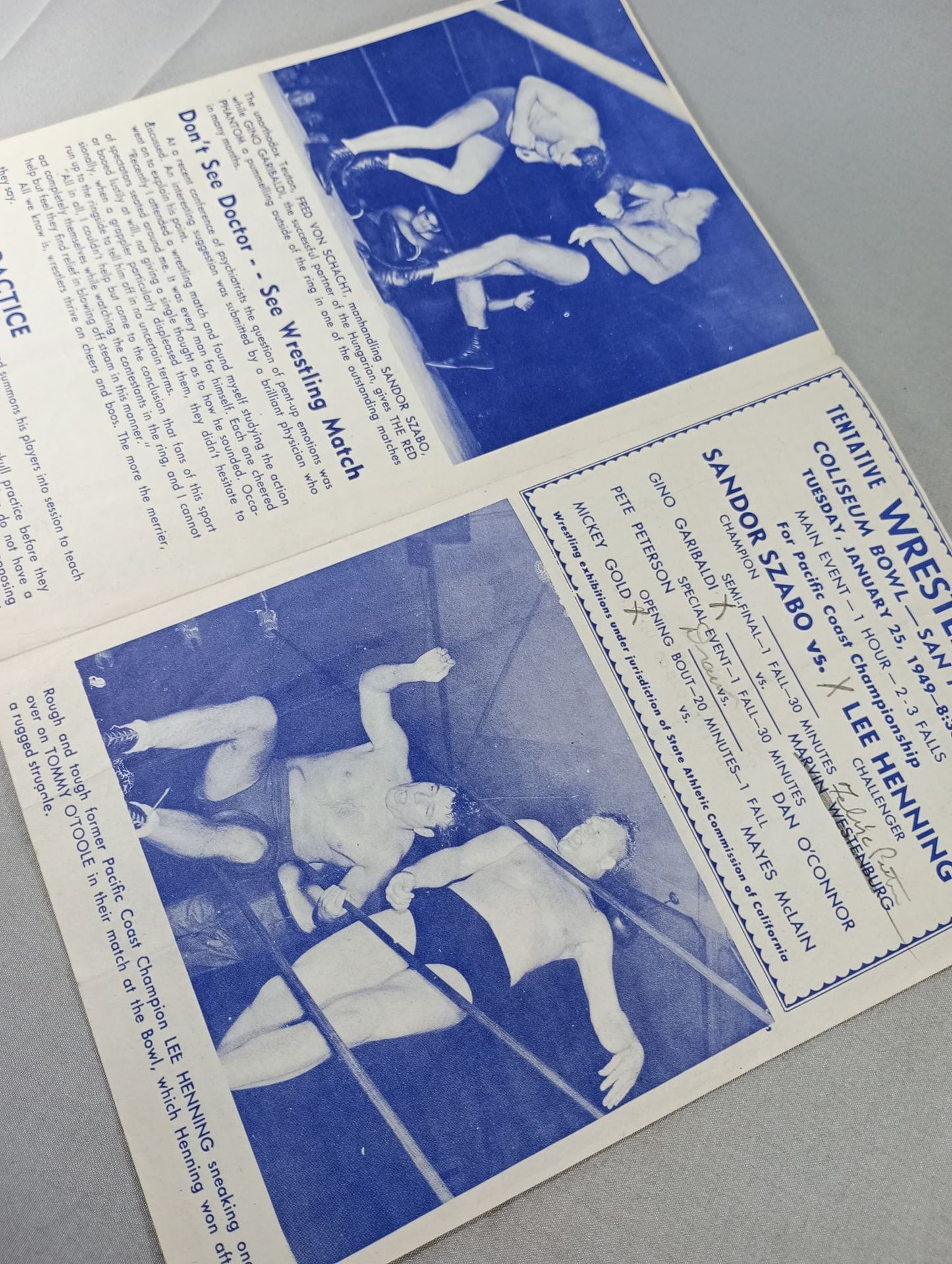 Coliseum WRESTLING NEWS(1949.1.25)