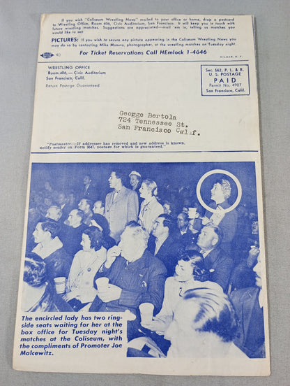 Coliseum WRESTLING NEWS(1949.1.25)