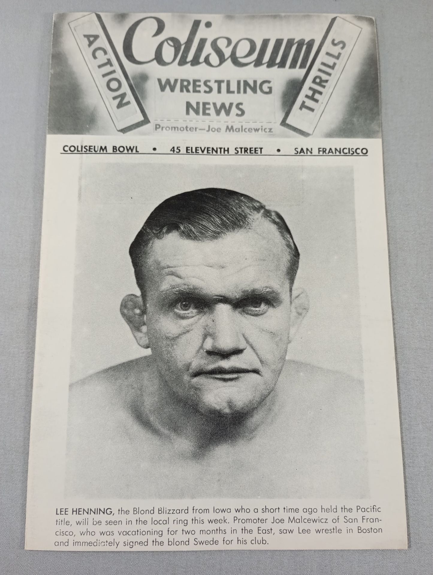 Coliseum WRESTLING NEWS(1949.1.11)