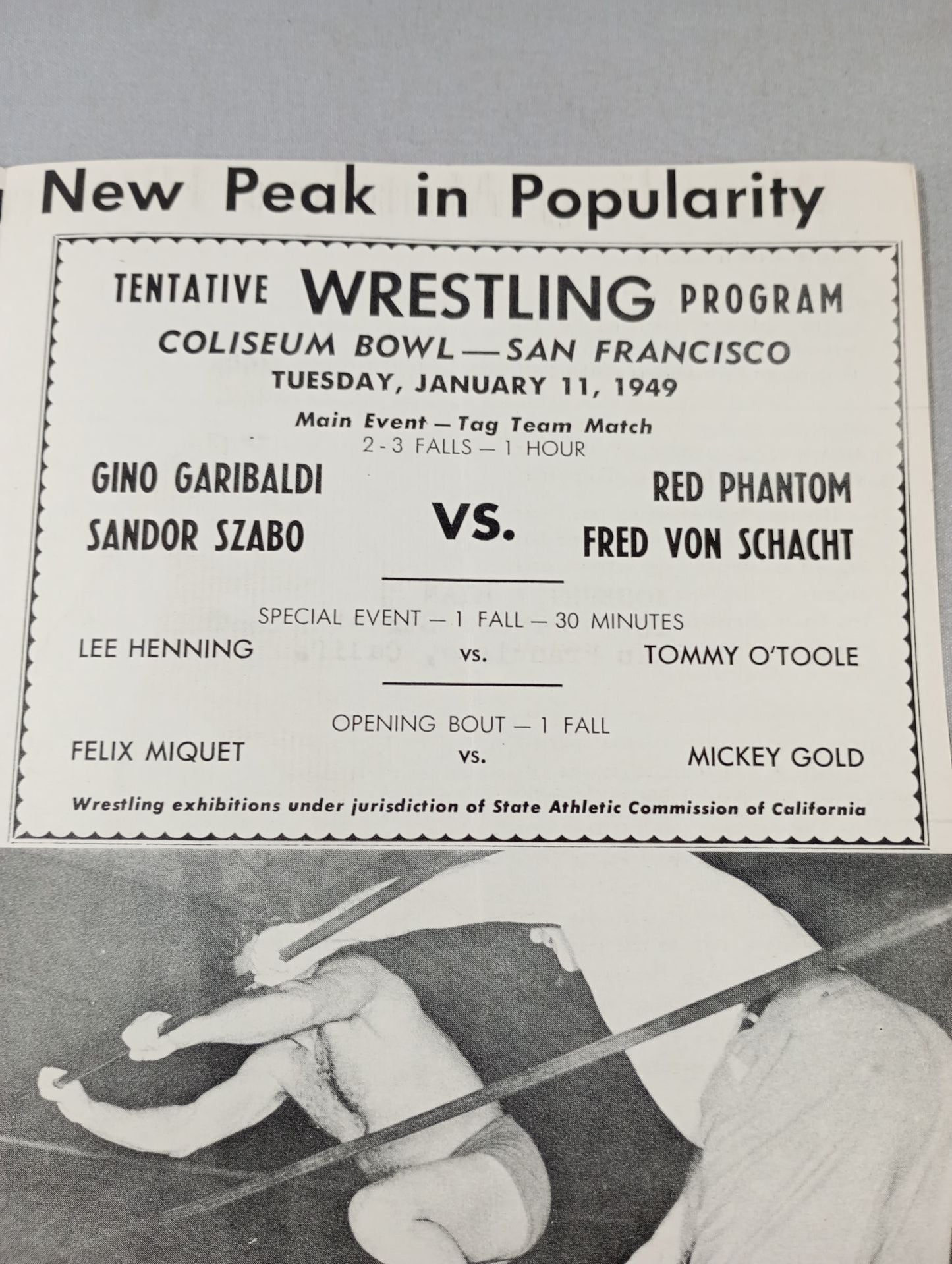 Coliseum WRESTLING NEWS(1949.1.11)