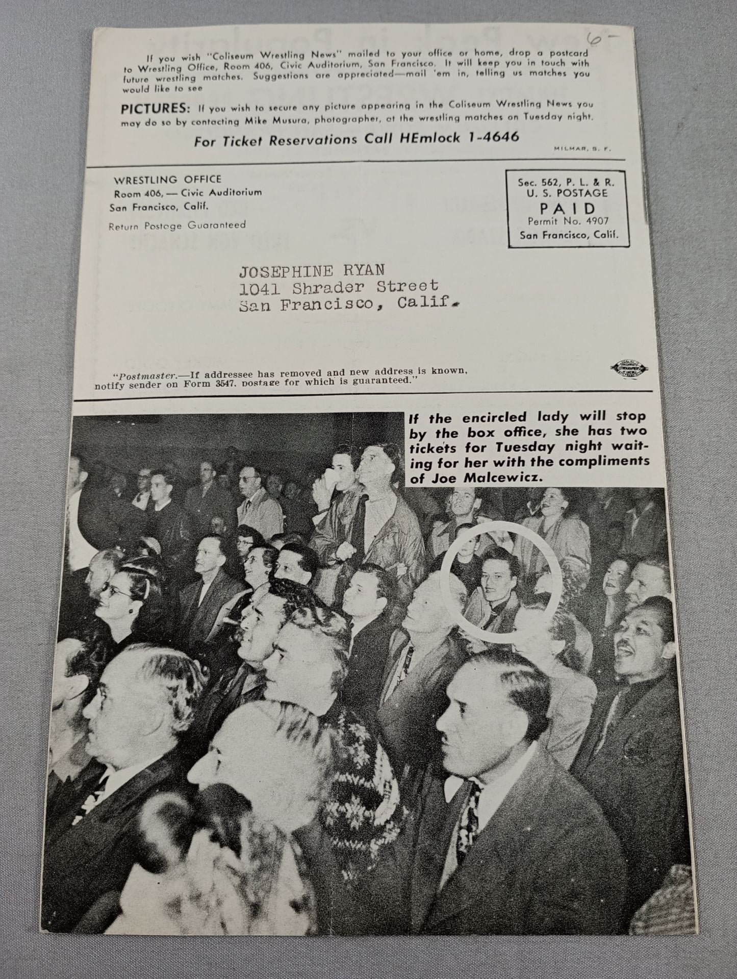 Coliseum WRESTLING NEWS(1949.1.11)