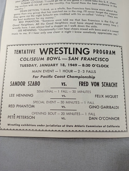 Coliseum WRESTLING NEWS(1949.1.18)