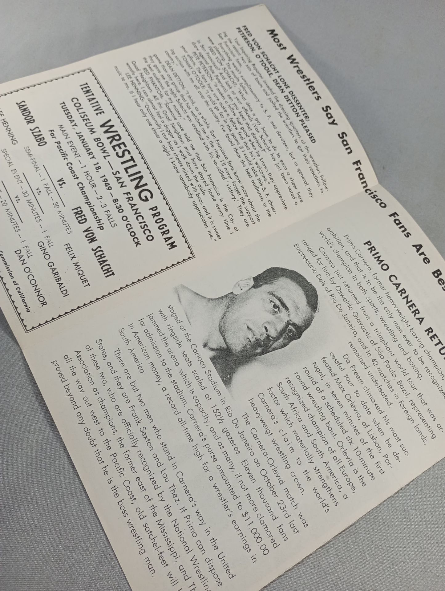 Coliseum WRESTLING NEWS(1949.1.18)