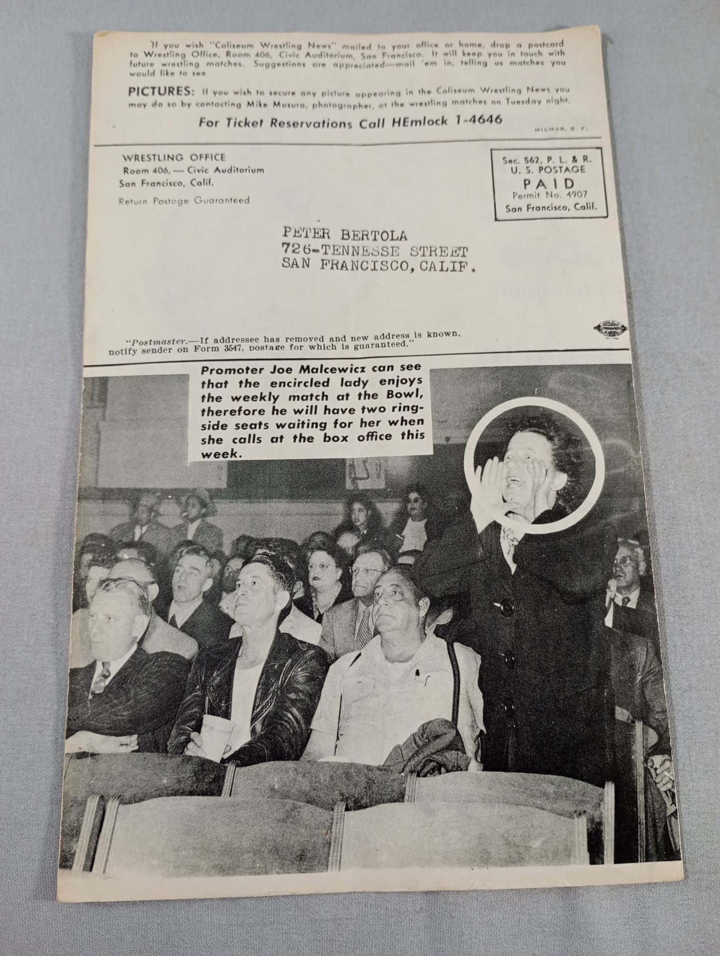 Coliseum WRESTLING NEWS(1948.12.14)