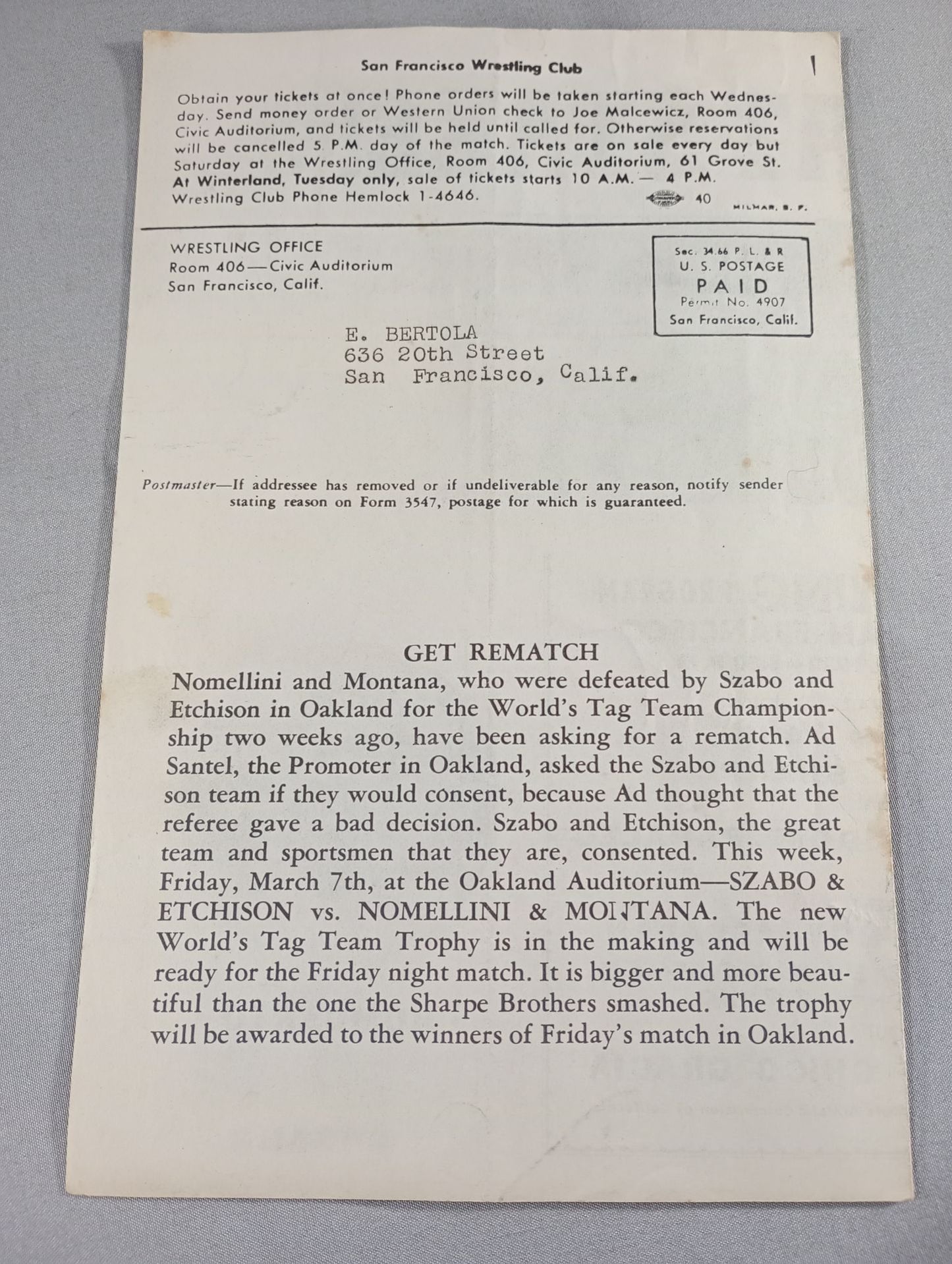 West Coast WRESTLING NEWS(1952.3.11)