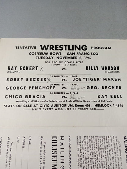 Coliseum WRESTLING NEWS(1949.11.8)