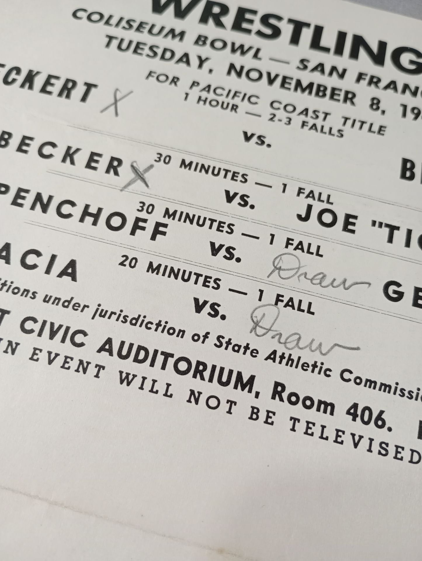 Coliseum WRESTLING NEWS(1949.11.8)